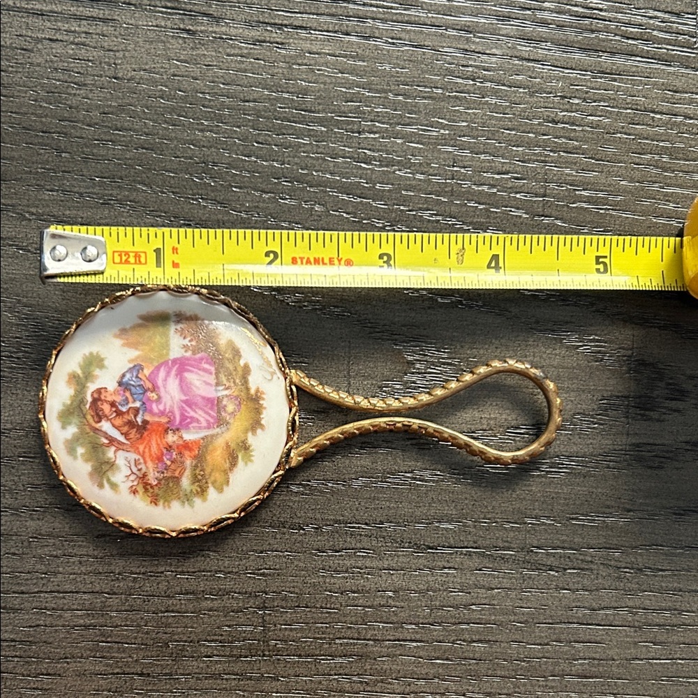 Vintage Limoges porcelain pocket mirror and trinket box - Picture 2 of 8